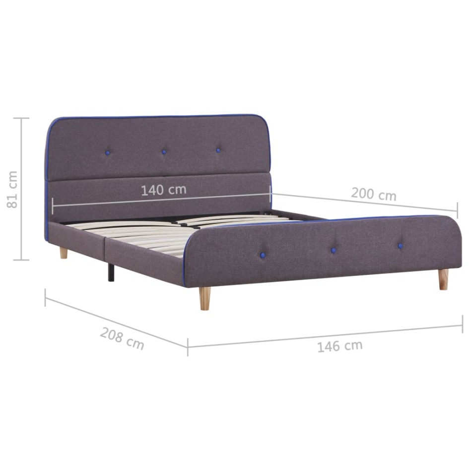 Estructura de cama sin colchón tela taupe 135x190