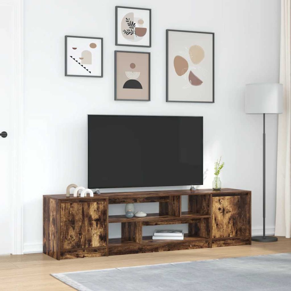 Mueble de TV de roble ahumado 188,5x41x50 cm Madera