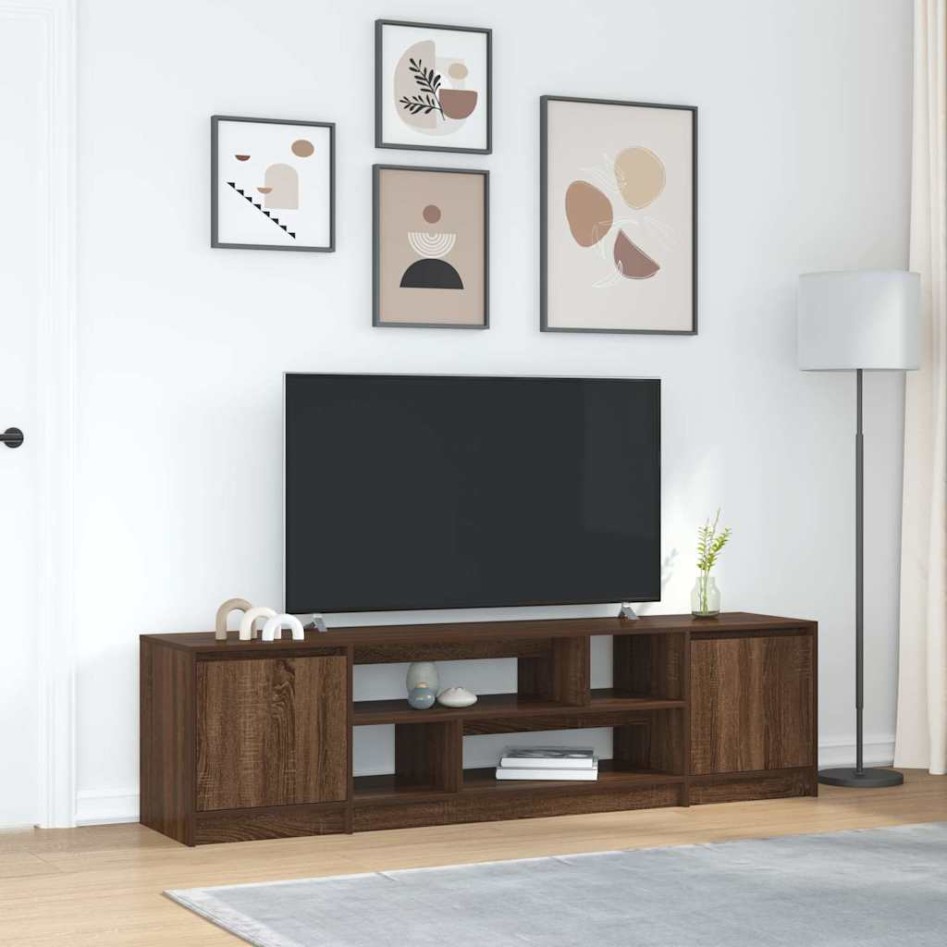 Mueble de TV roble marrón 188,5x41x50 cm madera de