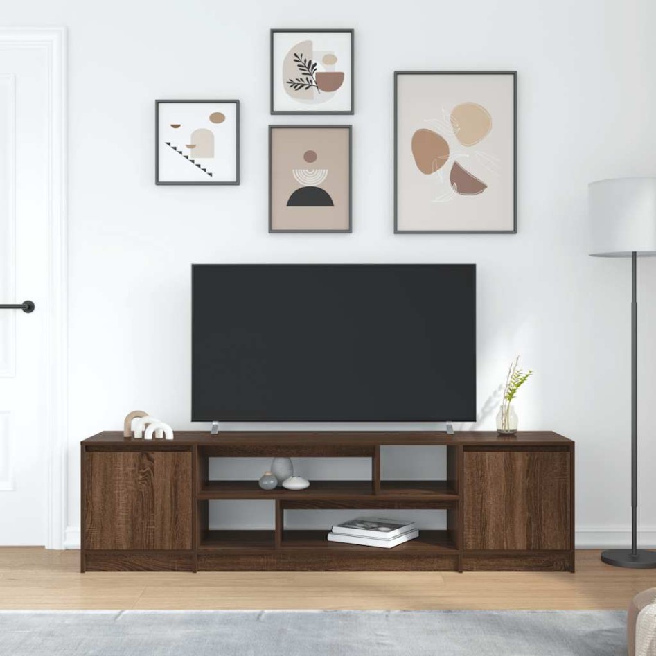 Mueble de TV roble marrón 188,5x41x50 cm madera de