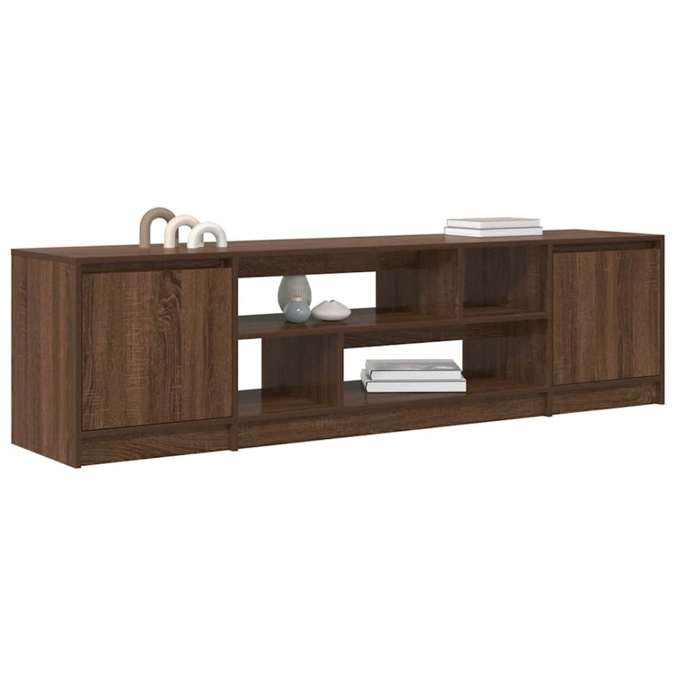 Mueble de TV roble marrón 188,5x41x50 cm madera de