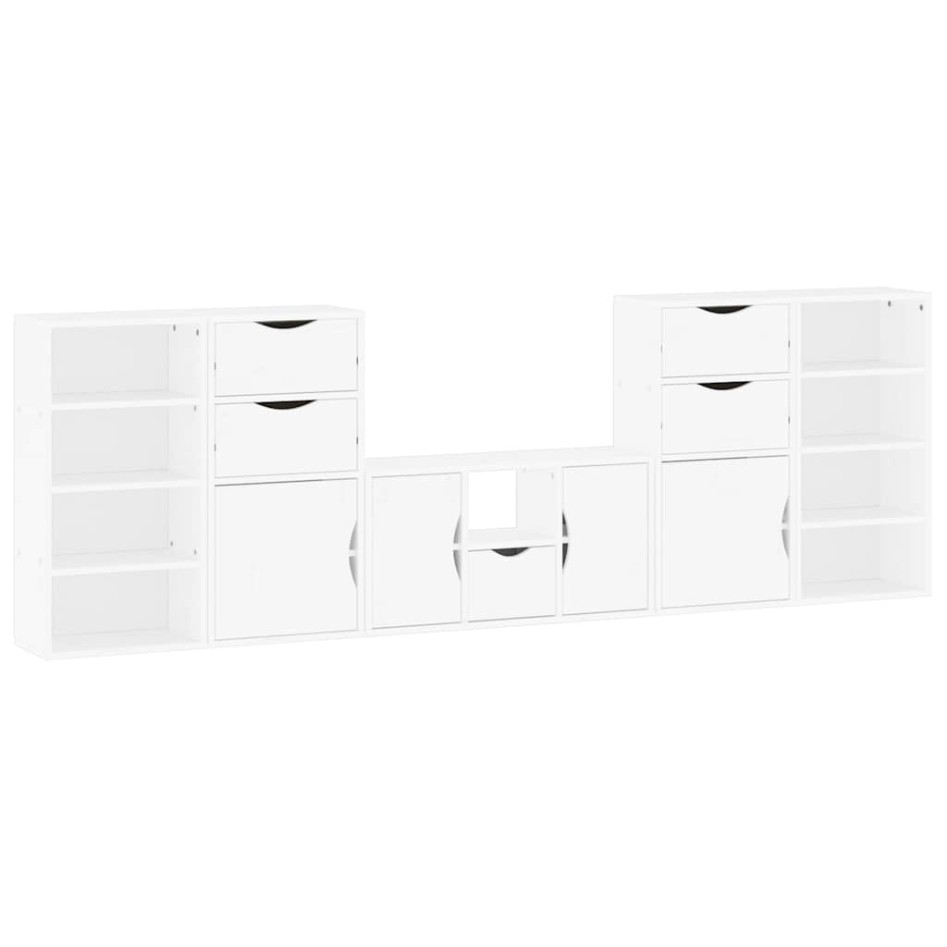 Muebles de TV 5 uds. con almacenaje ODDA blanco madera