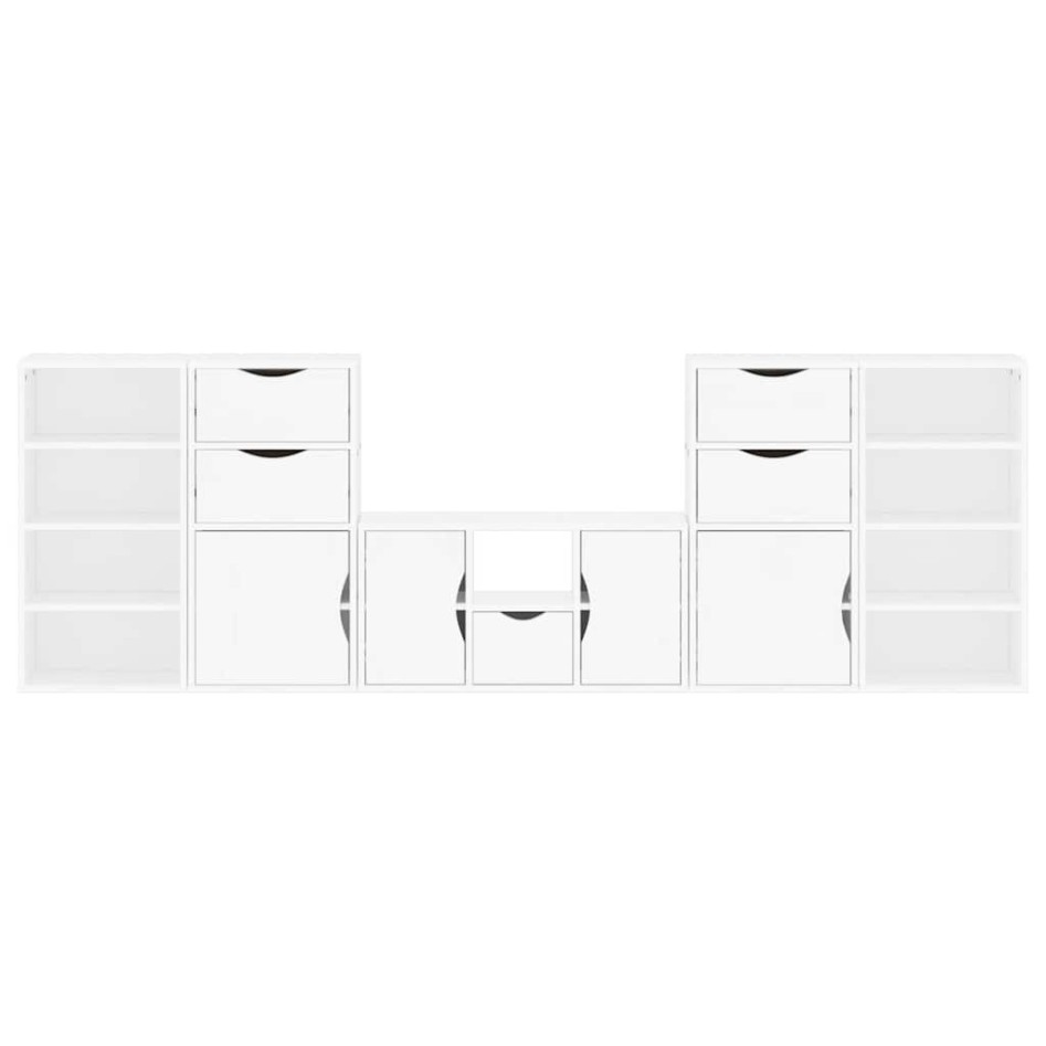 Muebles de TV 5 uds. con almacenaje ODDA blanco madera