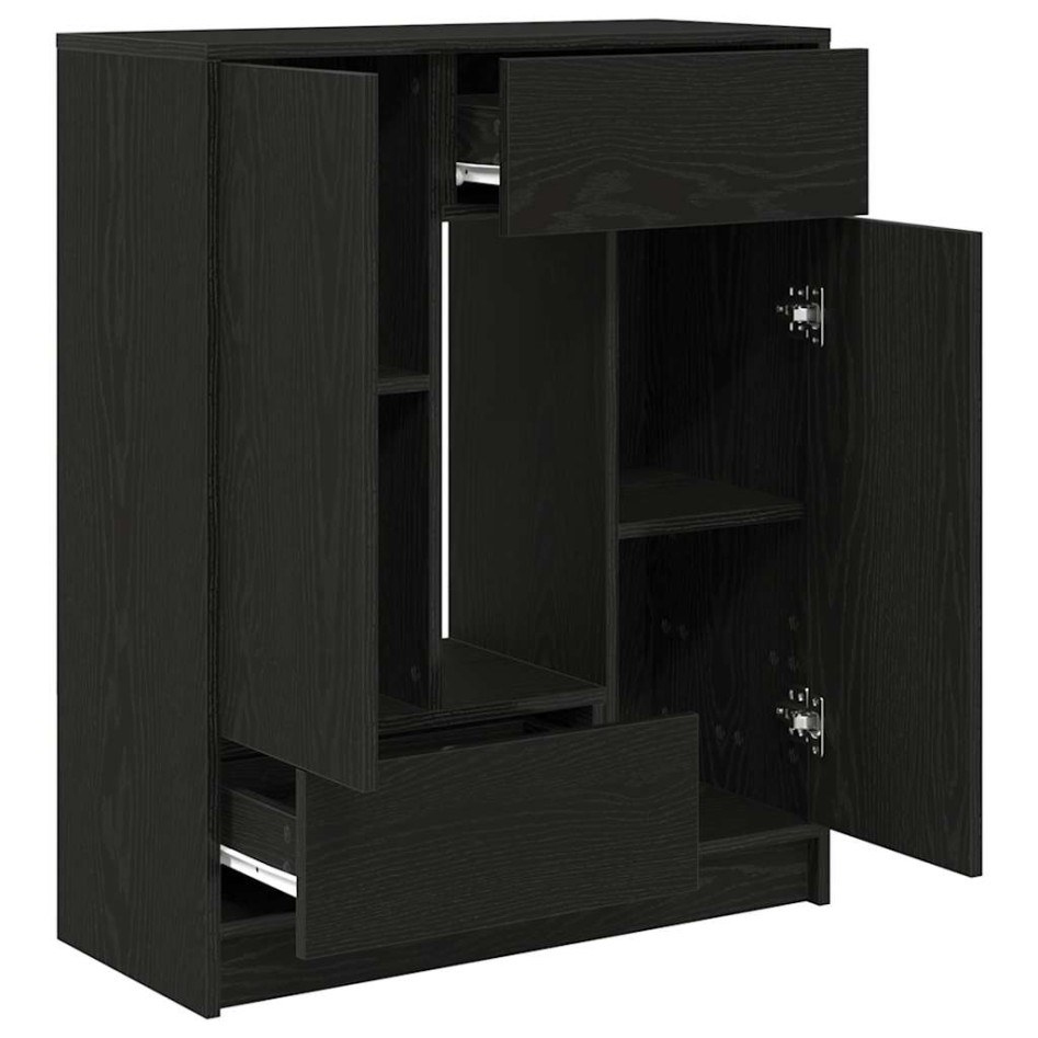 Aparador con cajones y puertas roble negro 73x31x90