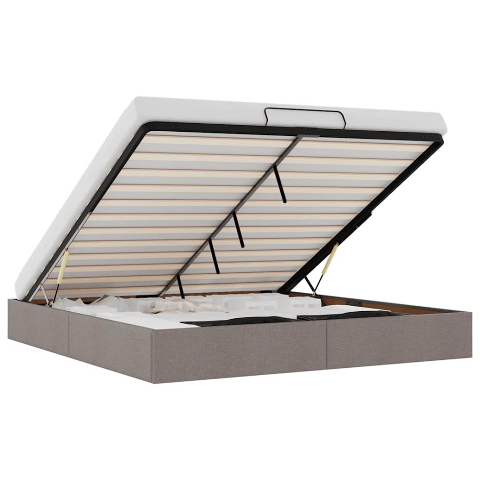 Estructura cama otomana sin colchón tela gris pardo