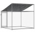 Jaula de perros techo y puerta acero galvanizado gris 2x2x2