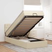Cama otomana con colchón y luces LED tela crema 90x200 cm