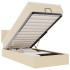 Cama otomana con colchón y luces LED tela crema 90x200