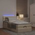 Cama otomana con colchón y luces LED tela crema 90x200