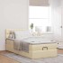 Cama otomana con colchón y luces LED tela crema 90x200