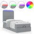 Cama otomana con colchón y LED tela gris claro