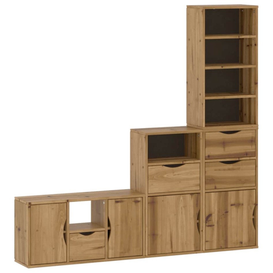 Muebles de TV 4 uds. con almacenaje ODDA madera maciza