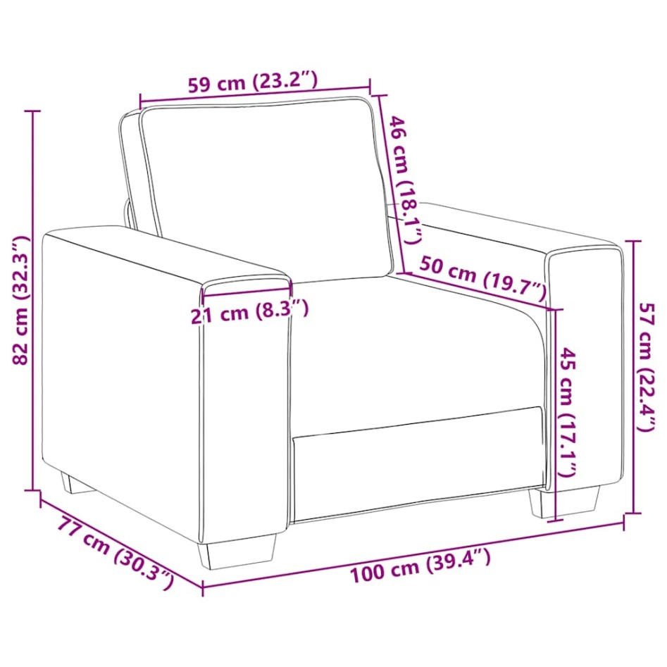 Sillón de tela de pana gris oscuro 59