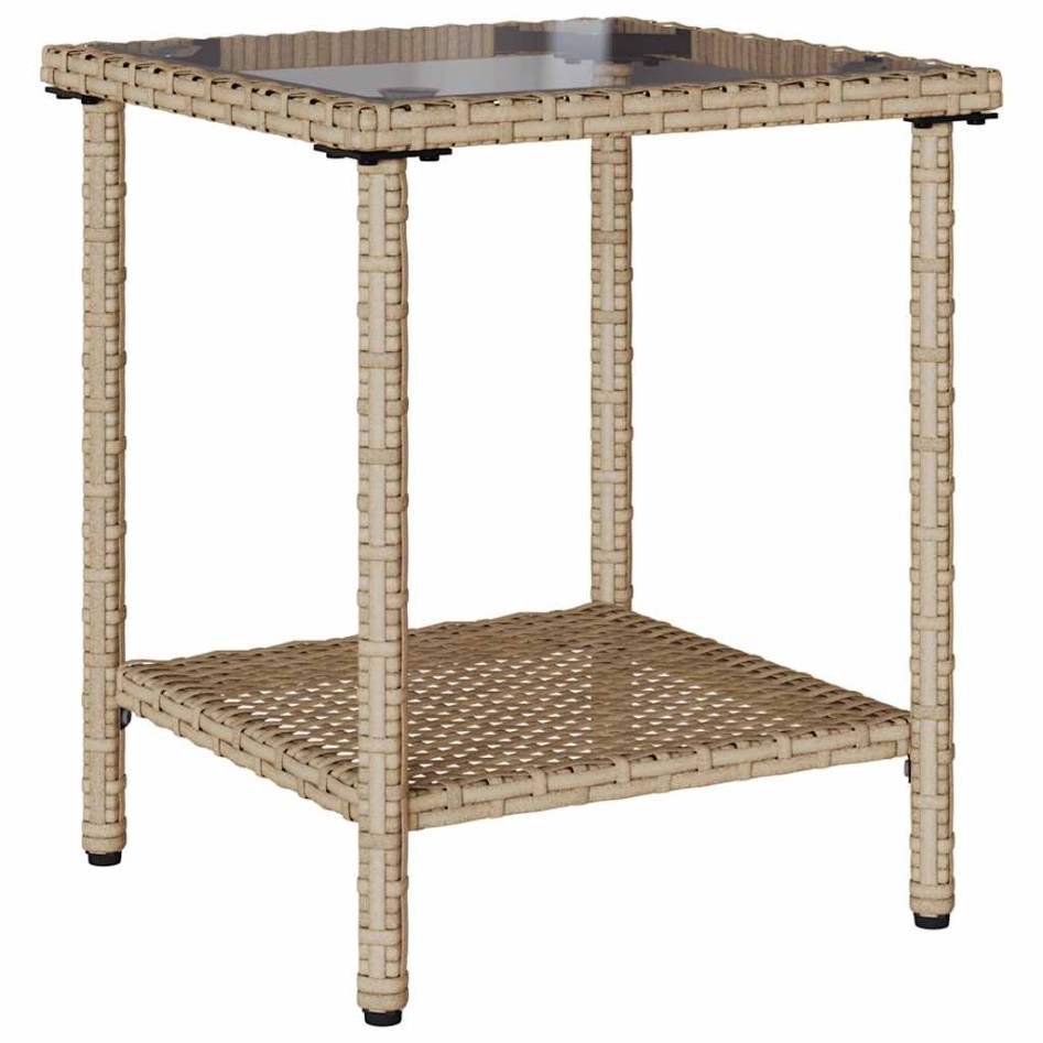 Sofá de jardín en forma de L con mesa y cojines ratán PE