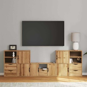 Muebles de TV 5 uds. con almacenaje ODDA madera maciza