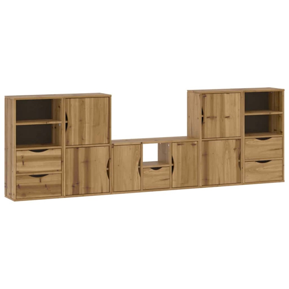 Muebles de TV 5 uds. con almacenaje ODDA madera maciza