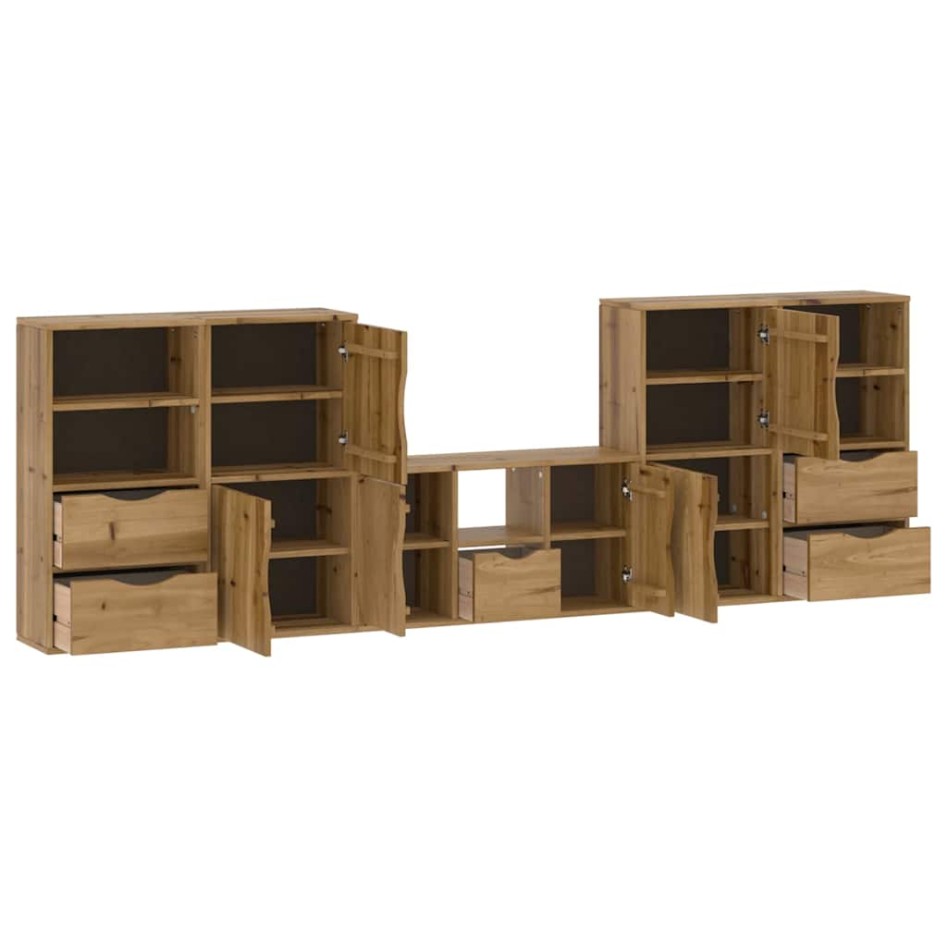 Muebles de TV 5 uds. con almacenaje ODDA madera maciza