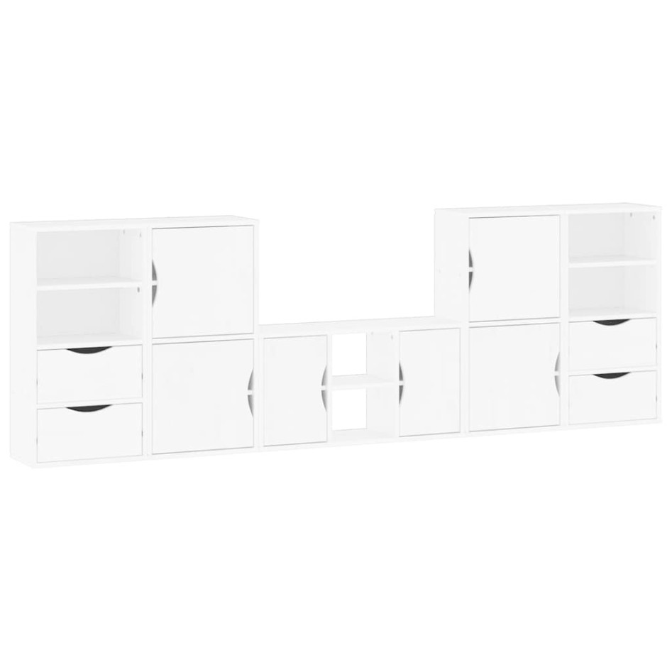 Muebles de TV 5 uds. con almacenaje ODDA blanco madera