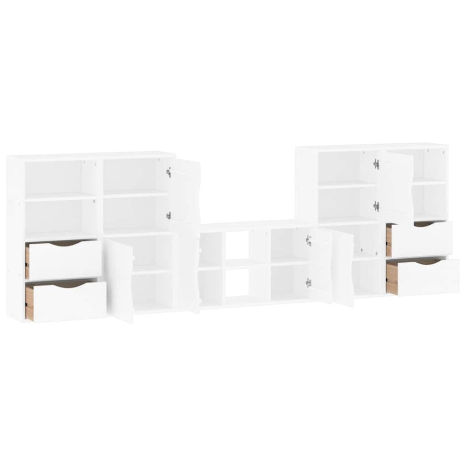 Muebles de TV 5 uds. con almacenaje ODDA blanco madera