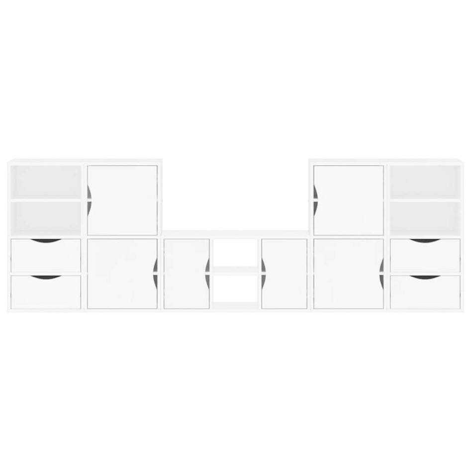 Muebles de TV 5 uds. con almacenaje ODDA blanco madera