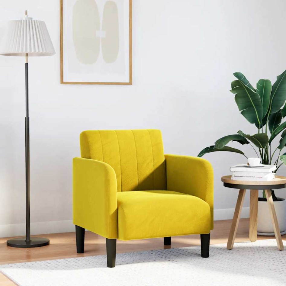 Sillón con reposabrazos terciopelo amarillo 54