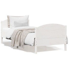 Estructura de cama con cabecero madera de pino blanca 90x200