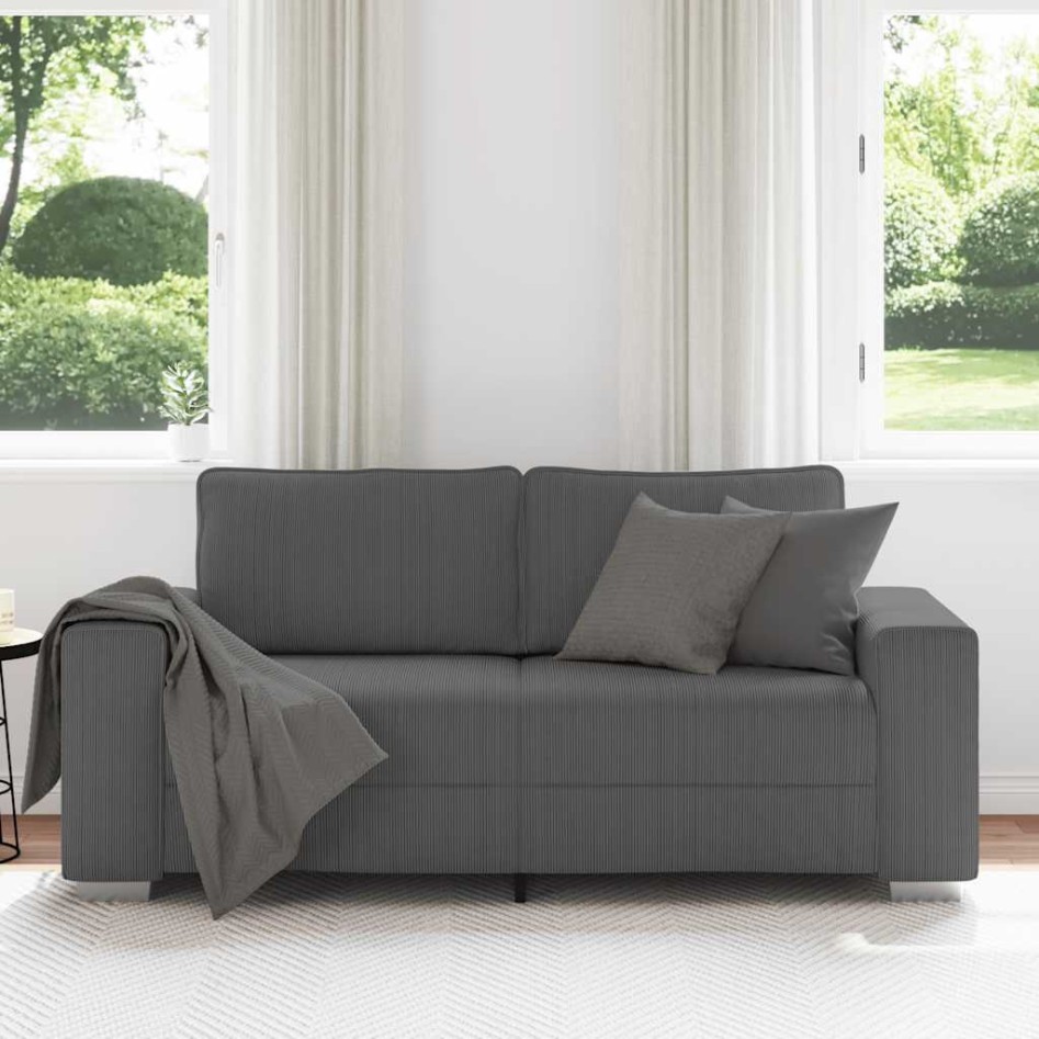 Sofá Loveseat gris oscuro 140 cm tejido de