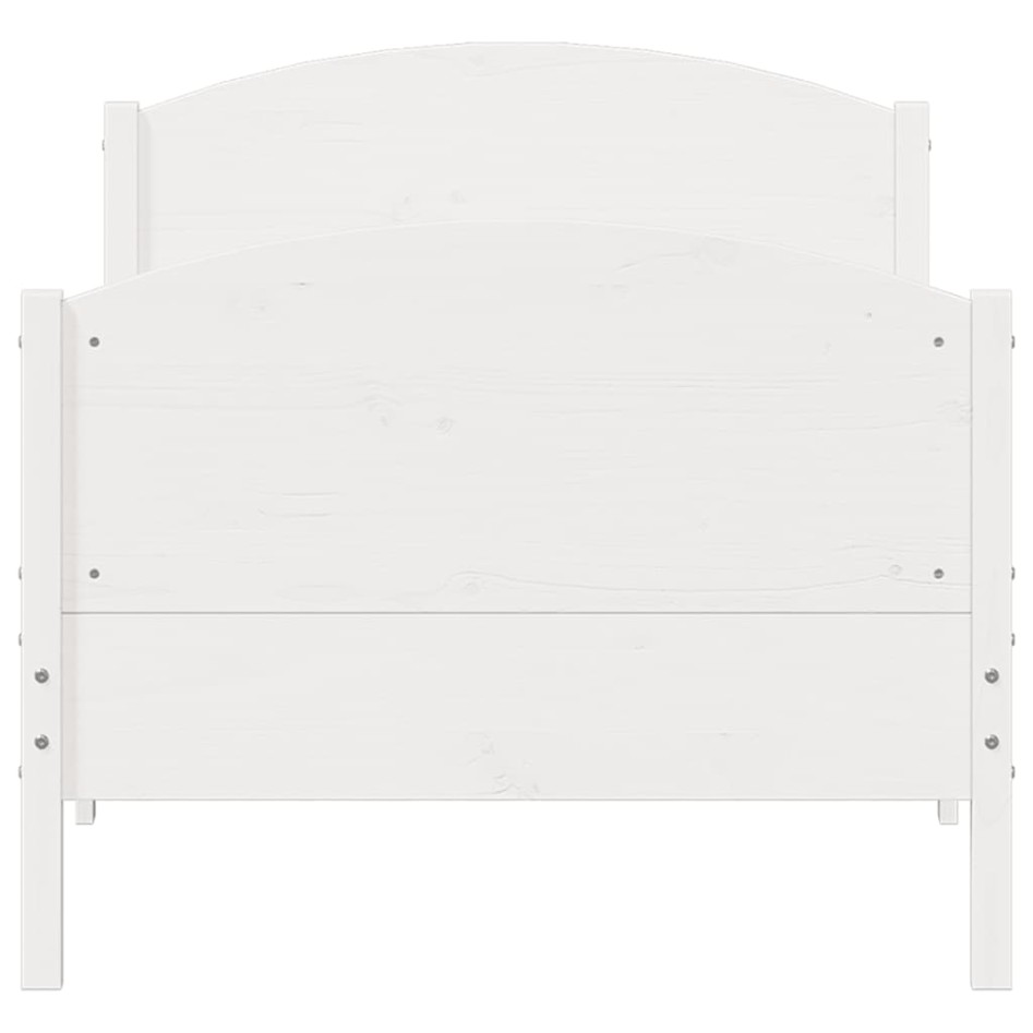 Estructura de cama con cabecero madera de pino blanca 90x200