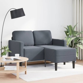 Sofá de 2 plazas con chaise longue en forma L gris oscuro