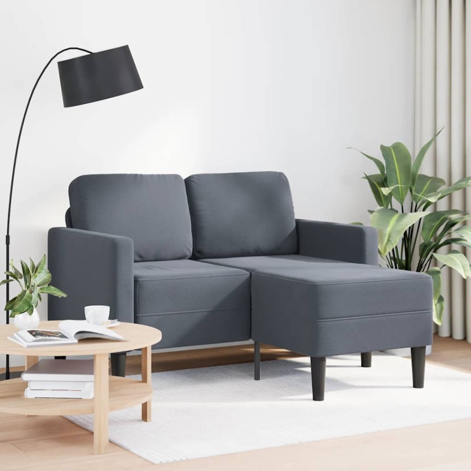 Sofá de 2 plazas con chaise longue en forma L gris oscuro