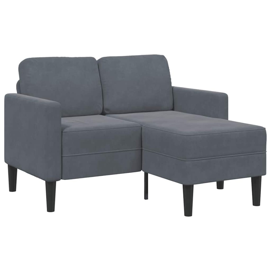 Sofá de 2 plazas con chaise longue en forma L gris oscuro