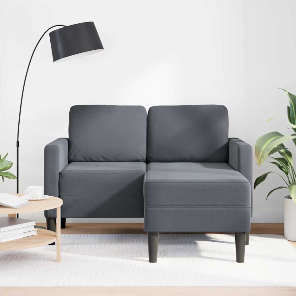 Sofá de 2 plazas con chaise longue en forma L gris oscuro