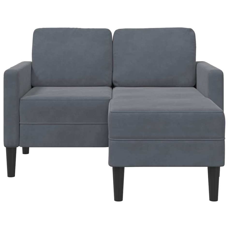 Sofá de 2 plazas con chaise longue en forma L gris oscuro