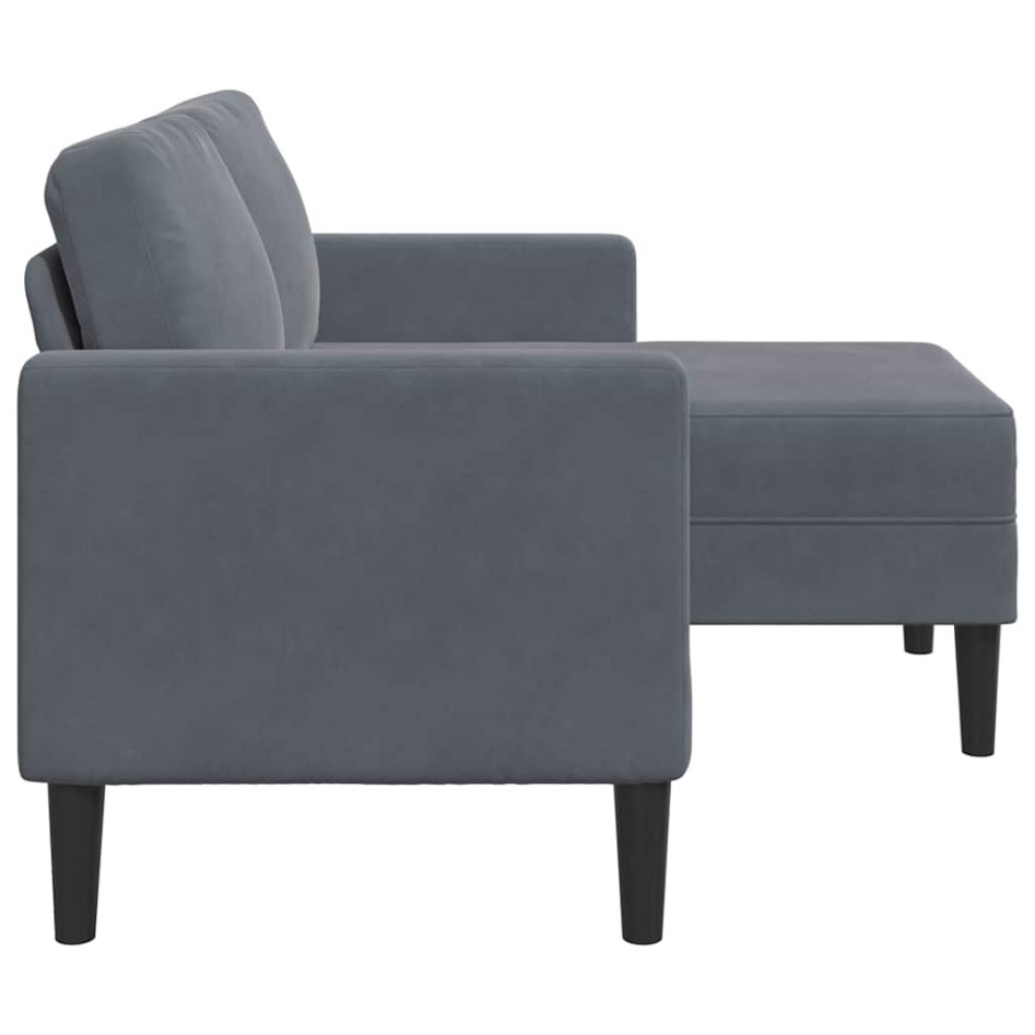 Sofá de 2 plazas con chaise longue en forma L gris oscuro