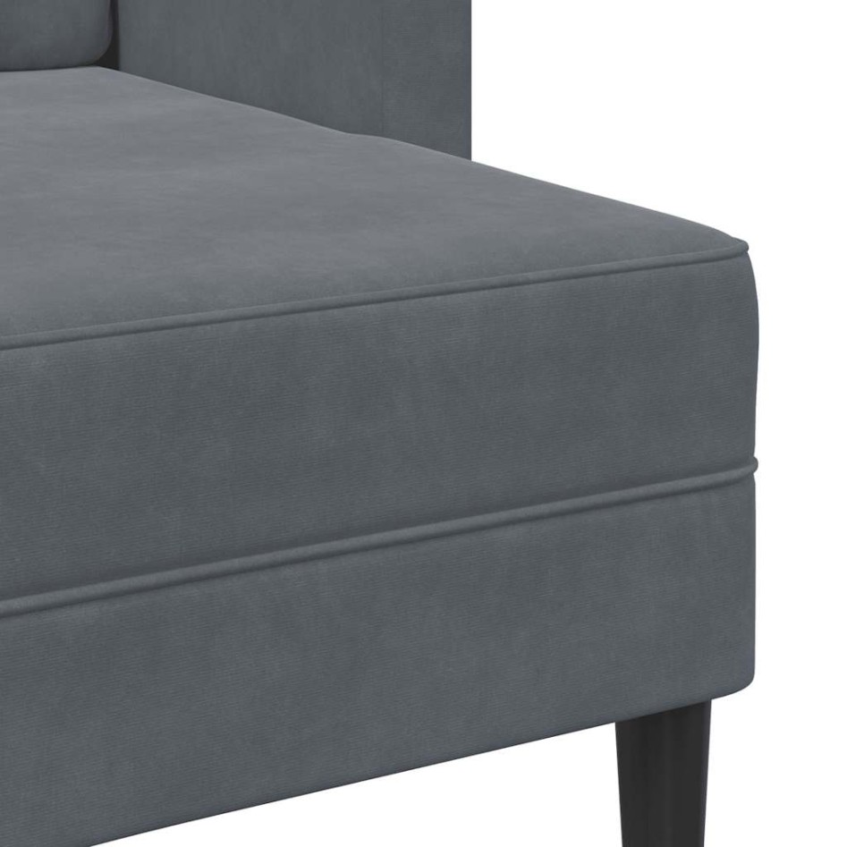 Sofá de 2 plazas con chaise longue en forma L gris oscuro