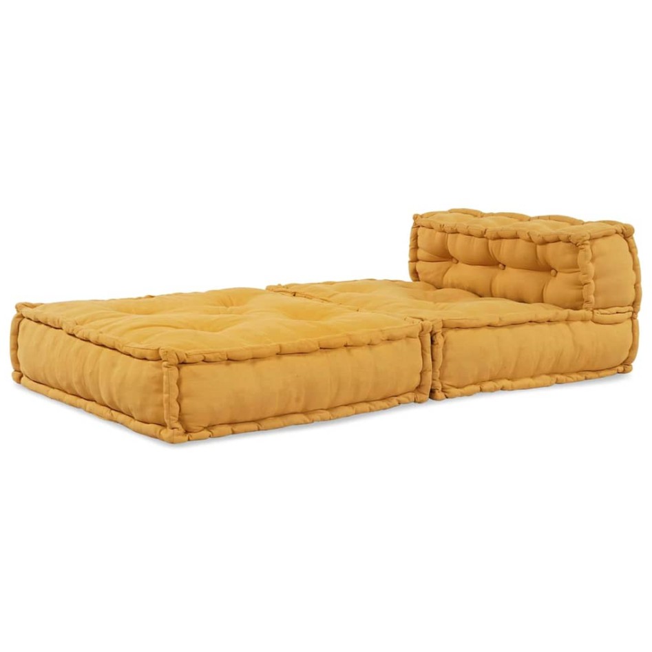 Puf modular de tela amarillo