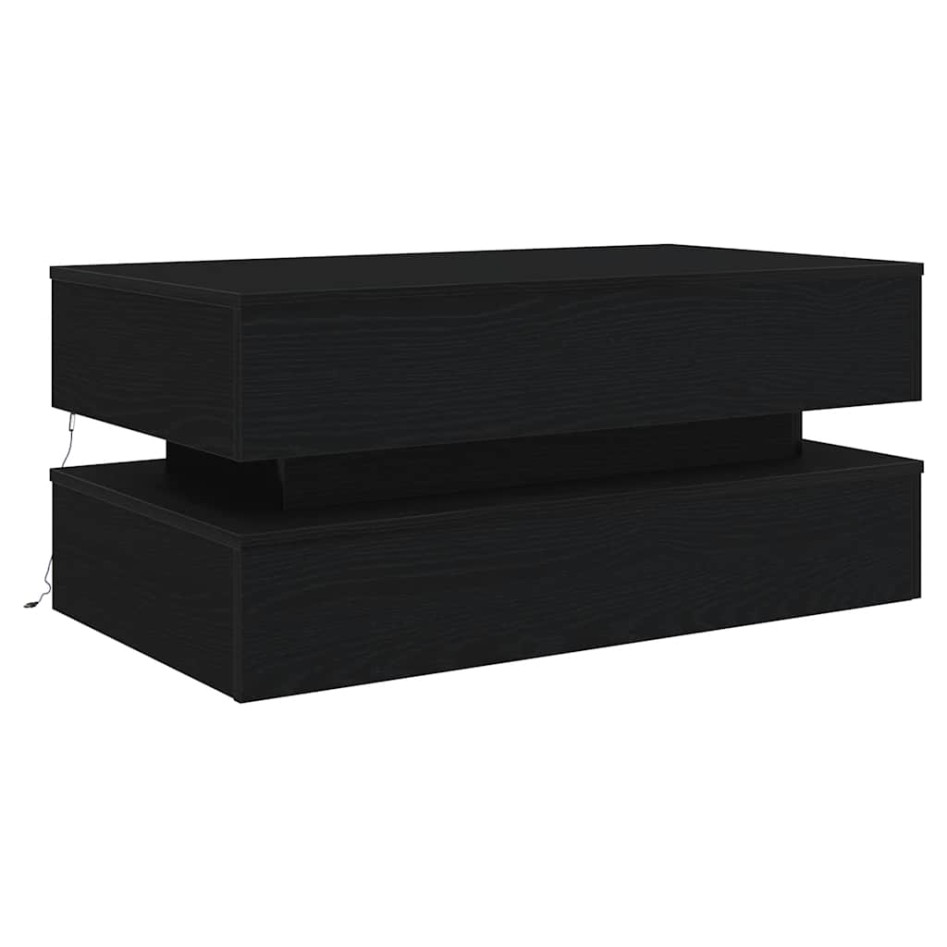 Mesa de centro con luces LED roble negro 90x50x40