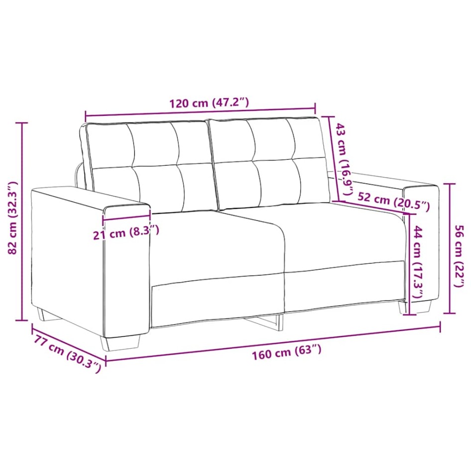 Sofá Loveseat gris claro 120 cm de