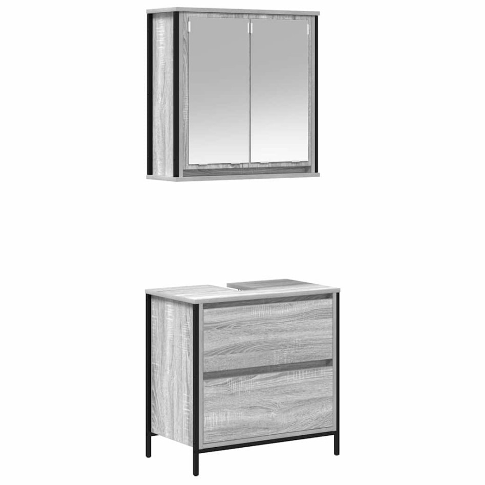 Set de muebles de baño 2 pzas madera contrachapada gris