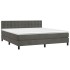 Cama box spring colchón y LED terciopelo gris oscuro 160x200