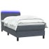 Cama box spring con colchón terciopelo gris oscuro 90x220