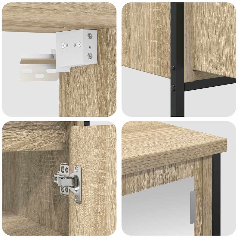 Set de muebles de baño 2 pzas madera contrachapada roble