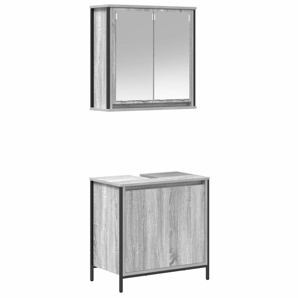 Set de muebles de baño 2 pzas madera contrachapada gris