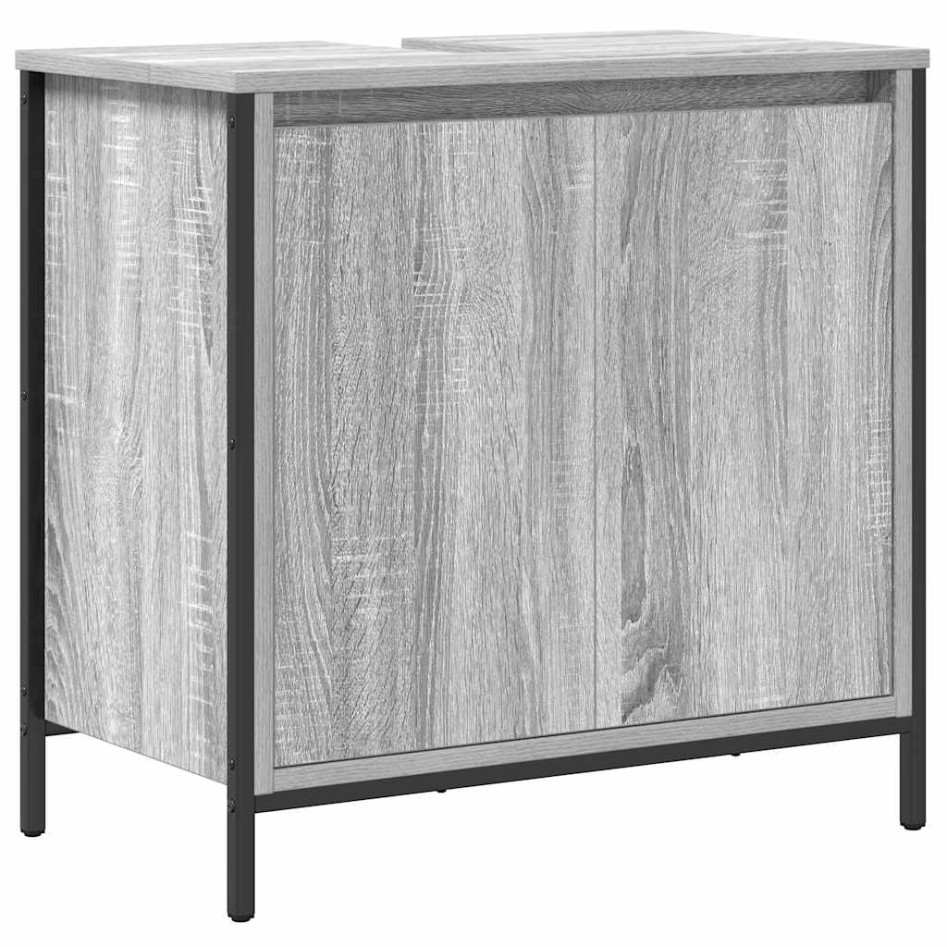 Set de muebles de baño 2 pzas madera contrachapada gris