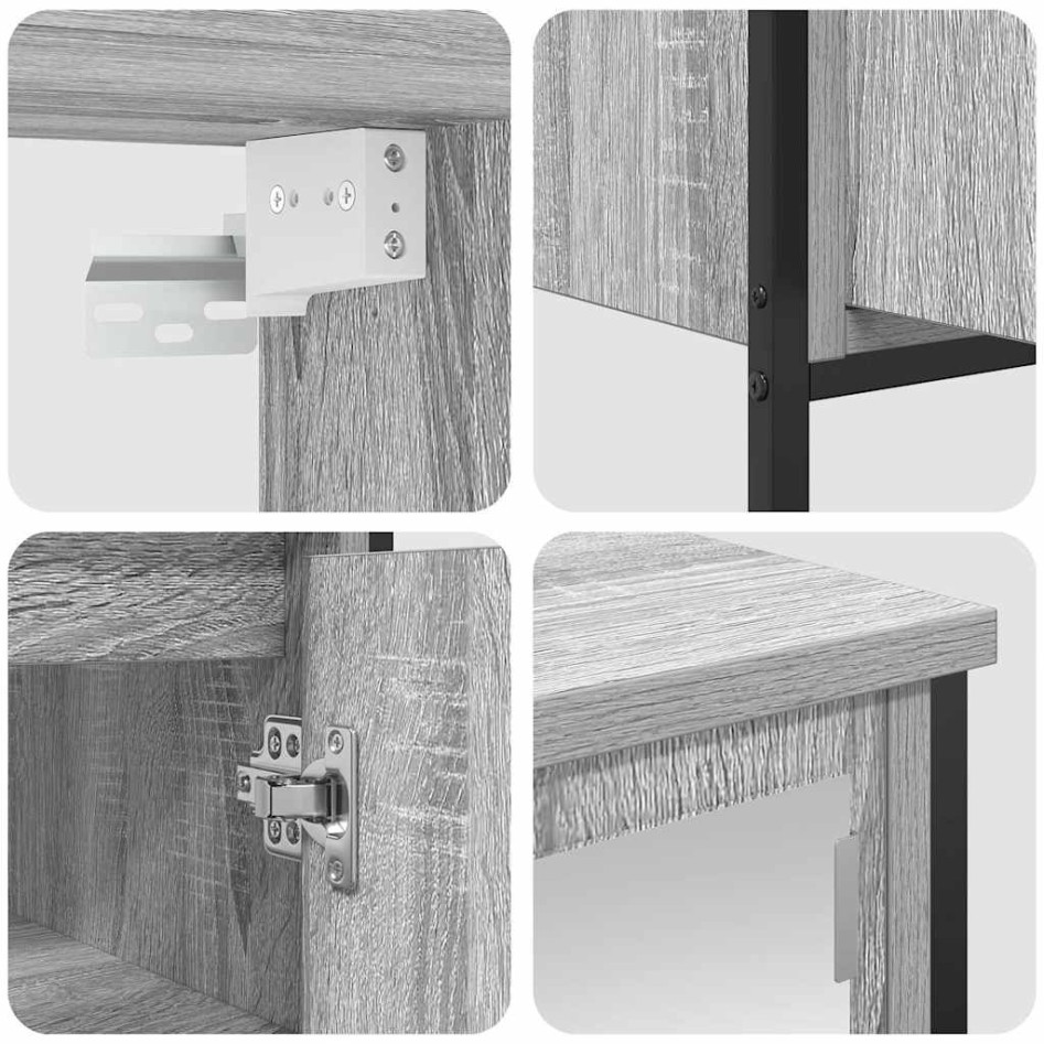 Set de muebles de baño 2 pzas madera contrachapada gris