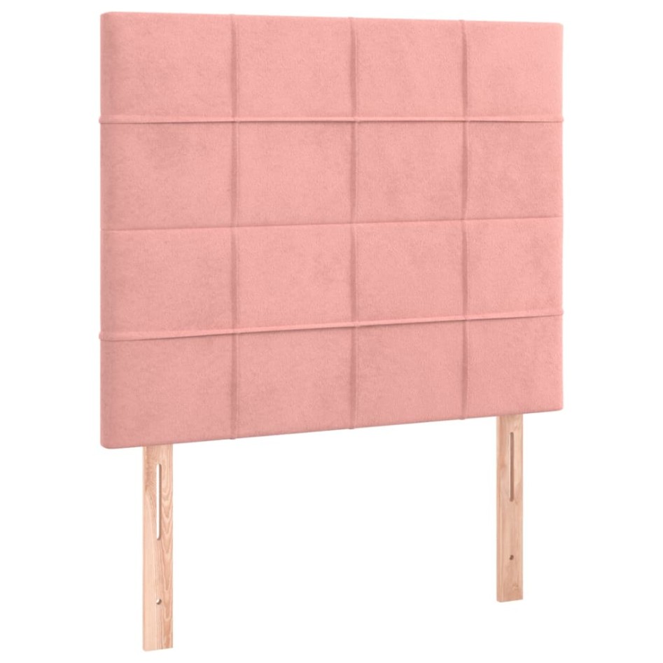 Cama box spring colchón y LED terciopelo rosa 120x200