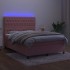 Cama box spring colchón y LED terciopelo rosa 140x200