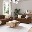 Conjunto de 2 Marrón Tela, Madera Grande Elegante Sofá