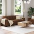 Conjunto de 2 Marrón Tela, Madera Grande Elegante
