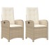 Sillones reclinables de jardín con cojines beige 2 uds ratán